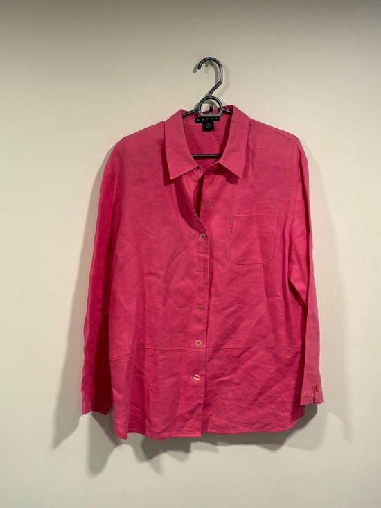 Revue Tops - Eileen Fisher Pink Button-Front Linen Shirt